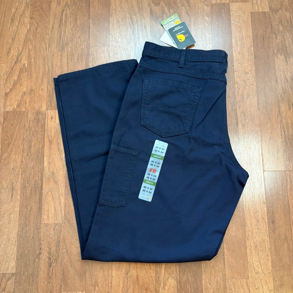 Carhartt FR Flame Resistant Loose Fit Canvas Pants Dark Navy FRB159 40x34 NEW